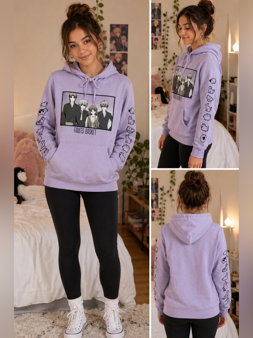 Hot Topic Fruits Basket Anime Zodiac Graphic Hoodie Lavender Juniors S 2021